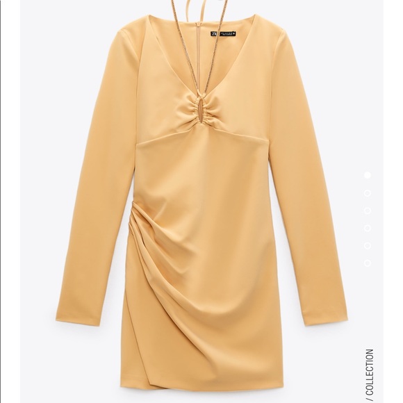 Zara Dresses & Skirts - Zara butter yellow draped dress with jewel strap